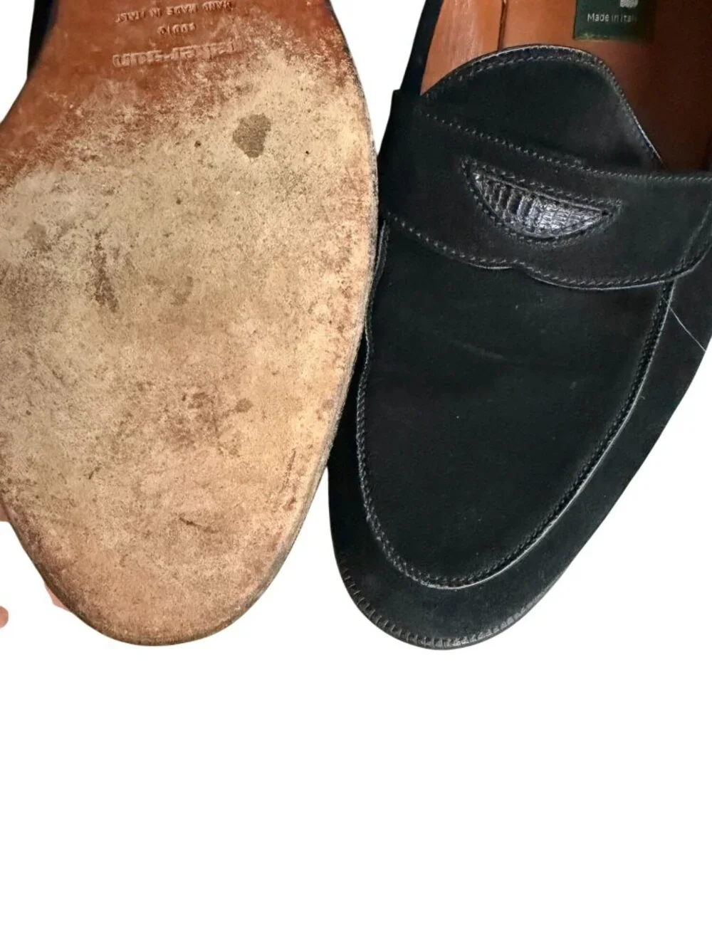 PAKERSON For Botticelli Vintage Mens Black Suede Dress Loafers Shoes Size 12